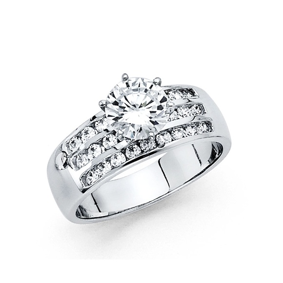 Jewelry - New 2.85 Ct 14k white Gold Round Engagement Ring